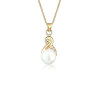 Elli, Halskette Infinity Perle Kristalle 925 Silber in gold, Schmuck für Damen Gr. 45 cm
