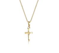 Elli Halskette Damen Kreuz Anhänger mit Sterngravur Filigran 925 Silber | Vergoldet
