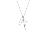 Elli Kette mit Anhänger »Panzerkette Kreuz Fisch Symbol Religion 925 Silber«, silberfarben