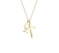 Elli Collierkettchen »Panzerkette Kreuz Fisch Symbol Religion 925 Silber«, goldfarben