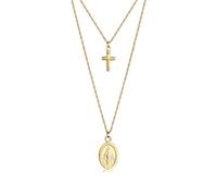 ELLI Damen Halskette Kreuz, Layer, Marienbild gold, Größe 40, 4624244 Gold 40