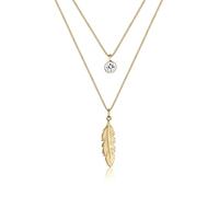 Halskette Feder Boho Kristalle 925 Silber Elli Gold 4N201/10X001