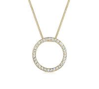 Elli Halskette Damen mit Anhänger Kreis Kristalle im Geo Look in 925 Sterling Silber vergoldet 45 cm lang