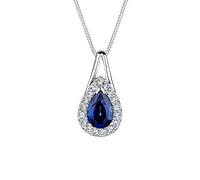 Halskette Tropfen Saphir Kristalle 925 Silber Elli Blau 4O267/60X001