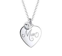 Elli Halskette Damen Mum Schriftzug Mutter Herz mit Kristall in 925 Sterling Silber