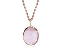 Elli Halskette Damen Oval Solitär Anhänger mit Rosenquarz in 925 Sterling Silber Rosévergoldet