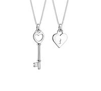 Elli Ketten-Set »Partnerketten Schlüssel Herz 925 Sterling Silber«, Freundschaft- / Partner-Schmuck