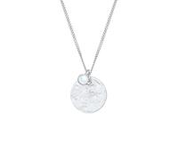 Elli Halskette Damen Plättchen Anhänger Coin Organic mit Mondstein in 925 Sterling Silber