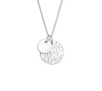 Elli Halskette Damen Plättchen Anhänger Duo Geo Gehämmert Basic Look | 925 Silber