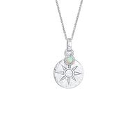 Elli Halskette Damen Plättchen Anhänger Sonne Antik Rund mit Synthetischem Opal in 925 Sterling Silber vergoldet