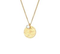 elli. Halskette Plättchen Vintage Organic Mondstein 925 Silber, gold Gold