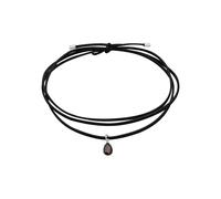 Elli - Kunstleder Choker Zirkonia Tropfen Anhänger 925 Silber Ketten Damen
