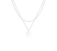 Elli, Halskette 2-Lagig Layer Plättchen Kreis 925 Silber in silber, Schmuck für Damen Gr. 42 cm