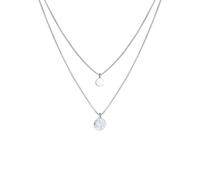 Elli, Halskette 2-Lagig Layer Coin Plättchen Struktur 925 Silber in silber, Schmuck für Damen Gr. 45 cm