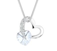 Collierkettchen ELLI "Herz Anhänger Kristallen 925 Silber" Halsketten Gr. mit Steinen, Silber 925 (Sterlingsilber), Länge: 45 cm, weiß Damen Colliers (464247-0)