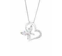 Collierkettchen ELLI "Herz Schmetterling Zirkonia 925 Silber Noble", weiß, Halsketten, Damen, 45,mit Steinen, Silber 925 (Sterlingsilber), L: 45cm (418641-0) weiß