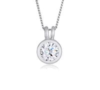 Elli Halskette Damen Solitär Anhänger Rund Klasssich mit Zirkonia Kristall in 925 Sterling Silber
