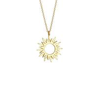 Elli, Halskette Sonne Sun Strahlen Astro Symbol 925 Silber in gold, Schmuck für Damen Gr. 45 cm