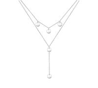 Elli Halskette Damen Y-Kette Geo Layer Kreis Plättchen in 925 Sterling Silber