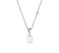 Elli Halskette - Halskette Süßwasserzuchtperle Diamant 925 Sterling - Gr. unisize - in Weiß - für Damen