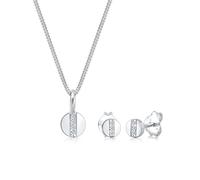 Elli Halskette - Schmuckset Kreis Geo Form Diamant (0.05 ct.) 925 S - Gr. unisize - in Silber - für Damen
