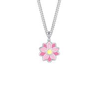Elli Halskette Silber 925 Blumen Kette Kinder Emaille Schmuck Geschenke für Mädchen Halsschmuck Taufe Freundin, Blümchen Silberkette Länge 36 cm