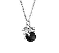 Elli Halskette Silber 925 Damen Kette Onyx Kristall Engel Anhänger, Schmuck Geschenke für Frauen Mädchen Mama Freundin, Schutzengel Silberkette Länge 45cm