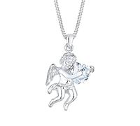 Elli Halskette Silber 925 Damen Kette Zirkonia Kristall Herz Engel Anhänger, Schmuck Geschenke für Frauen Mädchen Mama Freundin, Schutzengel Silberkette Länge 45cm