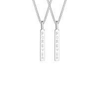 Elli Halskette Silber 925 Forever Schriftzug Stab Anhänger Set für zwei Kette Damen Schmuck Geschenke für Frauen Mädchen Mama Freundin, Freundschaft Liebe Silberkette Länge 45 cm
