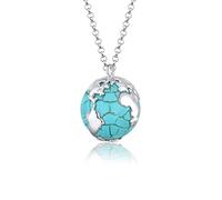 Elli Halskette Silber 925 Globus Anhänger Kette Damen Howlith Schmuck Geschenke für Frauen Mädchen Mama Freundin, Talisman Silberkette Länge 70 cm
