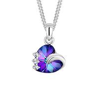 Elli Halskette Silber 925 Herz Anhänger Damen Kette Kristall, Schmuck Geschenke für Frauen Mädchen Mama Freundin, Liebe Silberkette Länge 45cm