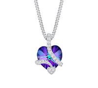 Elli Halskette Silber 925 Herz Wickel Anhänger Damen Kette Zirkonia Kristall, Schmuck Geschenke für Frauen Mädchen Mama Freundin, Silberkette Länge 45cm