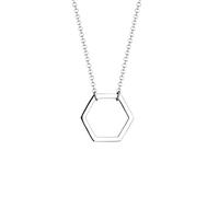 Elli Halskette Silber 925 Hexagon Cut-Out Anhänger Kette Damen Schmuck Geschenke für Frauen Mädchen Mama Freundin, Geo Silberkette Länge 45 cm