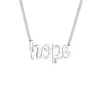 Elli Halskette Silber 925 Hope Schriftzug Anhänger Kette Damen Schmuck Geschenke für Frauen Mädchen Mama Freundin, Silberkette Länge 45 cm