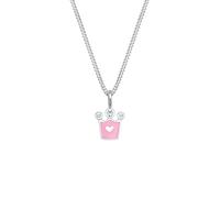Elli Halskette Silber 925 Krone Kette Kinder Emaille Kristall Schmuck Geschenke für Mädchen Halsschmuck Taufe Freundin, Prinzessin Silberkette Länge 36 cm