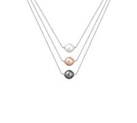 Elli Halskette Silber 925 Layer Perle Kette Damen Schmuck Geschenke für Frauen Mädchen Mama Freundin, Vintage Silberkette Länge 42 cm