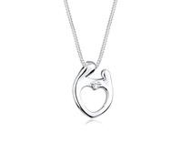 Elli Halskette Silber 925 Mutter Kind Anhänger Damen Kette Kristall, Schmuck Geschenke für Frauen Mädchen Mama Freundin, Muttertag Geburt Silberkette Länge 45cm