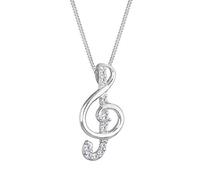 Elli Halskette Silber 925 Noten Schlüssel Kette Damen Kristall Schmuck Geschenke für Frauen Mädchen Mama Freundin, Musik Notenschlüssel Silberkette Länge 45 cm