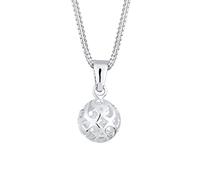 Elli Halskette Silber 925 Ornament Kugel Anhänger Kette Damen Schmuck Geschenke für Frauen Mädchen Mama Freundin, Boho Silberkette Länge 45 cm