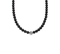 Elli Halskette Silber 925 Ornament Perle Beads Damen Kette Onyx, Schmuck Geschenke für Frauen Mädchen Mama Freundin, Silberkette Länge 45cm