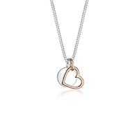 Elli Halskette Silber 925 Rosé 18K Vergoldet Bicolor Kreis Plättchen Herz Anhänger Kette Damen Schmuck Geschenke für Frauen Mädchen Mama Freundin, Silberkette Länge 45 cm