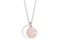Elli Halskette Silber 925 Rosé 18K Vergoldet Bicolor Kreis Plättchen Ornament Anhänger Kette Damen Schmuck Geschenke für Frauen Mädchen Mama Freundin, Silberkette Länge 45 cm
