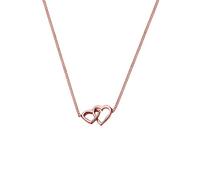 Elli Halskette Silber 925 Rosé 18K Vergoldet Doppel Cut-Out Herzen Damen Kette, Schmuck Geschenke für Frauen Mädchen Mama Freundin, Silberkette Länge 45cm
