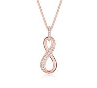 Elli Halskette Silber 925 Rosé 18K Vergoldet Unendlichkeitszeichen Anhänger Kette Damen Zirkonia Kristall Schmuck Geschenke für Frauen Mädchen Mama Freundin, Infinity Silberkette Länge 45 cm
