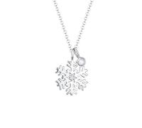 Elli Halskette Silber 925 Schneeflocke Plättchen Anhänger Kette Topas Mondstein Damen Schmuck Geschenke für Frauen Mädchen Mama Freundin, Silberkette Länge 45 cm