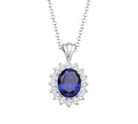 Elli Halskette Silber 925 Soliär Stein Oval Anhänger Kette Damen Zirkonia