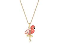 Elli Halskette Silber 925 Vergoldet 24K Flamingo Anhänger Damen Kette Emaille, Schmuck Geschenke für Frauen Mädchen Mama Freundin, Silberkette Länge 45cm