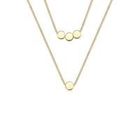 Elli Halskette Silber 925 Vergoldet 24K Layer Kreis Bead Plättchen Anhänger Geo Kette Damen Schmuck Geschenke für Frauen Mädchen Mama Freundin, Lagen Silberkette Länge 42 cm