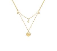 Elli Halskette Silber 925 Vergoldet 24K Layer Sonne Mond Sterne Kette Damen Kristall Schmuck Geschenke für Frauen Mädchen Mama Freundin, Astro Silberkette Länge 40 cm