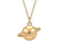 Elli Halskette Silber 925 Vergoldet 24K Planet Anhänger Kette Damen Schmuck Geschenke für Frauen Mädchen Mama Freundin, Astro Silberkette Länge 45 cm